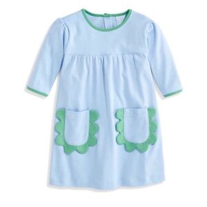 BELLA BLISS Girls Sinclair Pima Dress in Blue with Green - 5Y